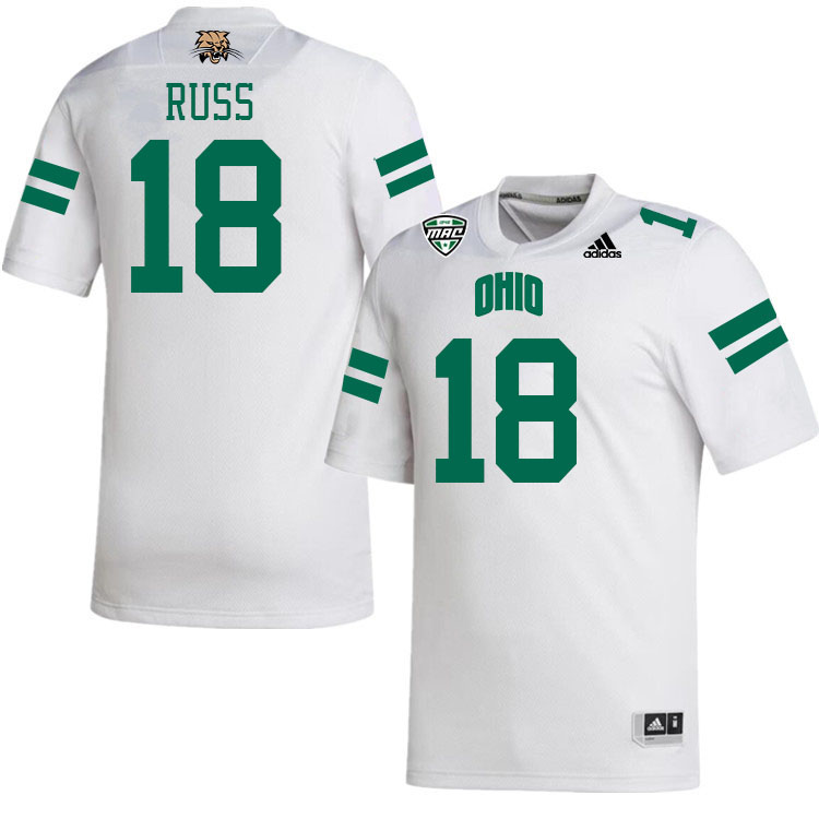 Ohio Bobcats #18 Bailey Russ College Football Jerseys Stitched-White